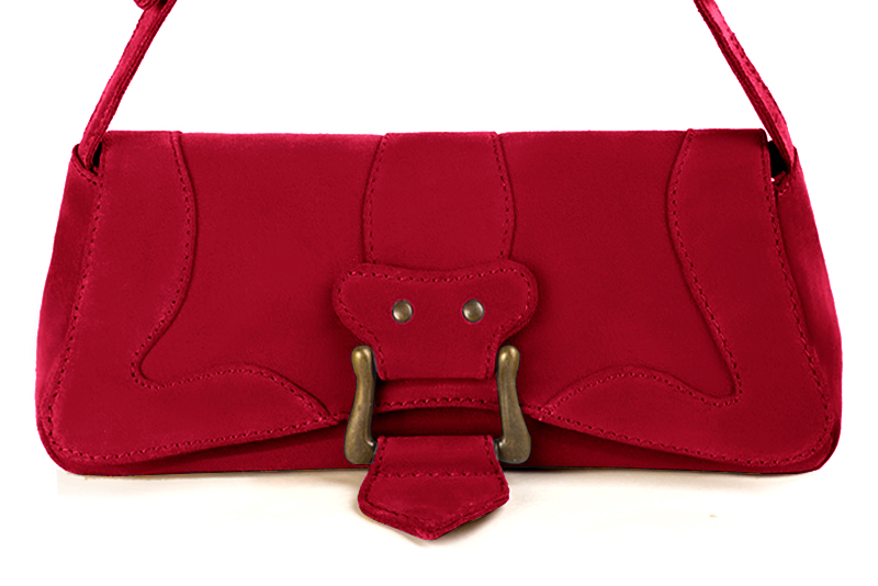 Dress small handbag in cardinal red leather - Profile view